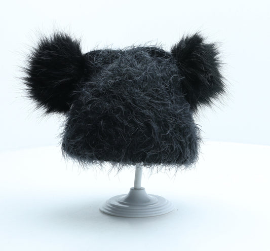Primark Girls Black Acrylic Bobble Hat One Size