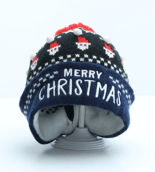 Preworn Boys Blue Fair Isle Acrylic Bobble Hat One Size - Merry Christmas