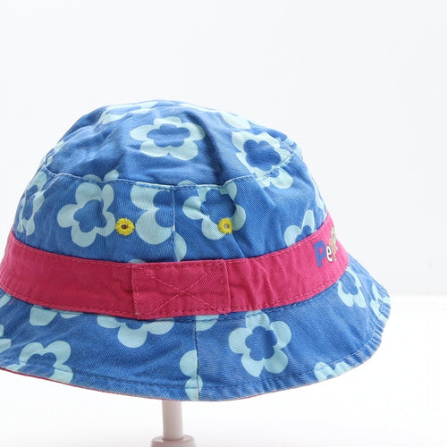 Peppa Pig Girls Blue Floral Cotton Bucket Hat Size S
