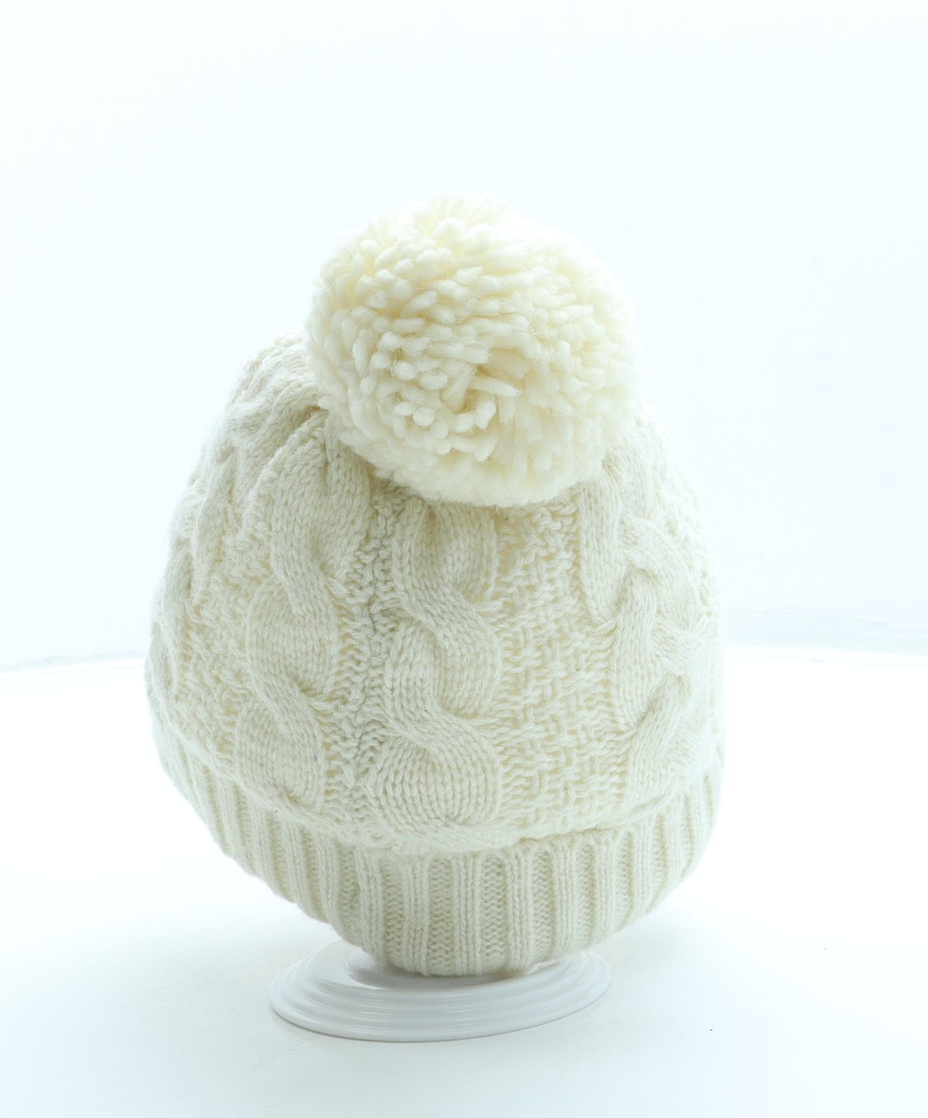 Matalan Girls Beige Acrylic Bobble Hat One Size - Pom Pom