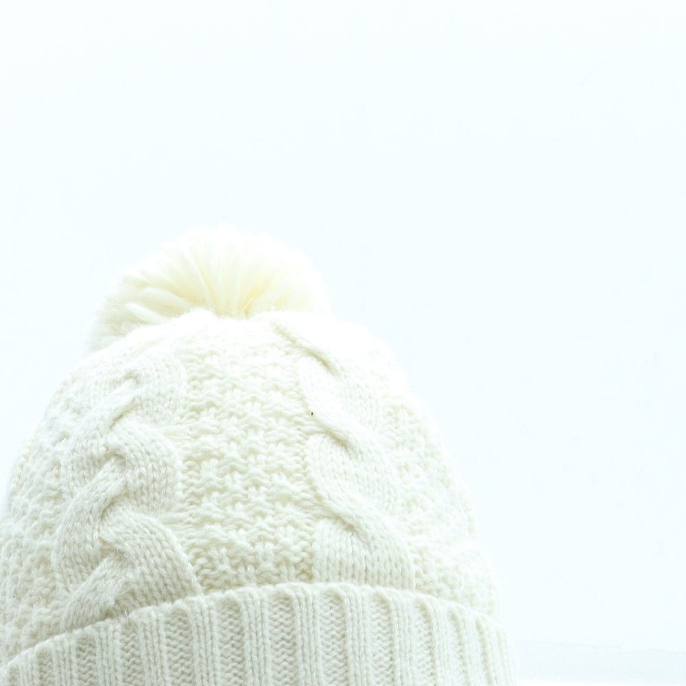 Matalan Girls Beige Acrylic Bobble Hat One Size - Pom Pom