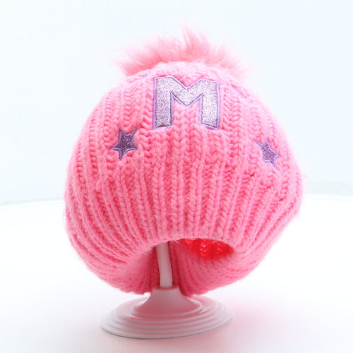 Pep&Co Girls Pink Acrylic Bobble Hat One Size - M initial