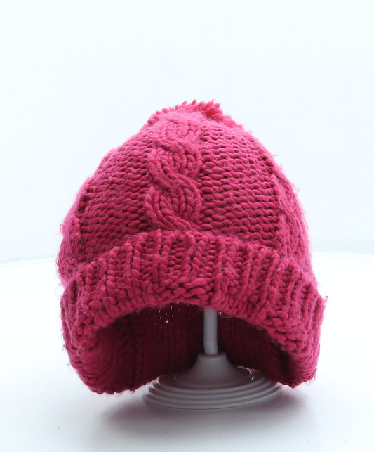 George Girls Pink Acrylic Bobble Hat One Size - Pom Pom