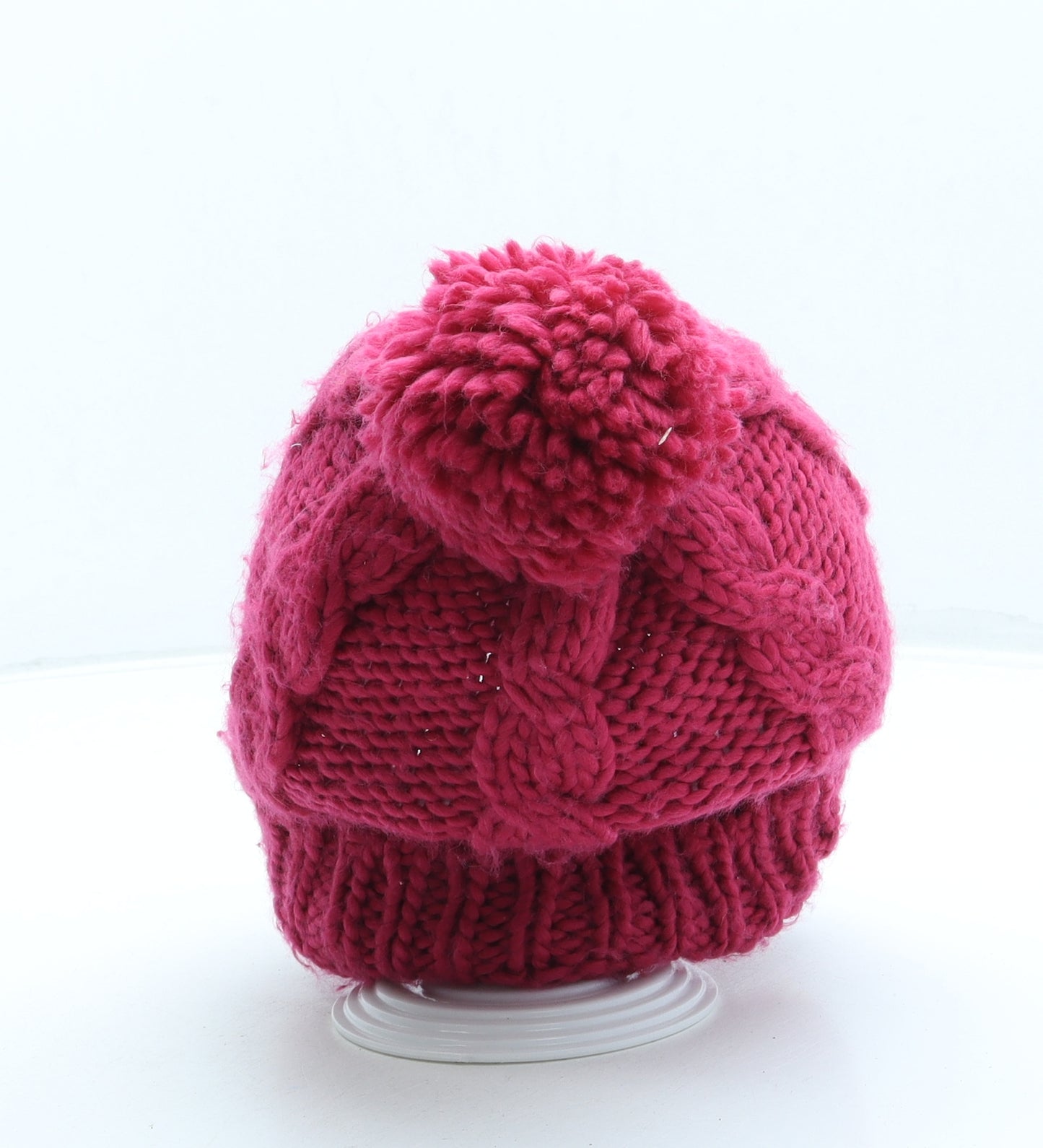 George Girls Pink Acrylic Bobble Hat One Size - Pom Pom