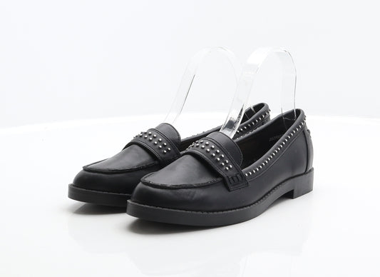 New Look Womens Black Leather Loafer Casual UK 4 37