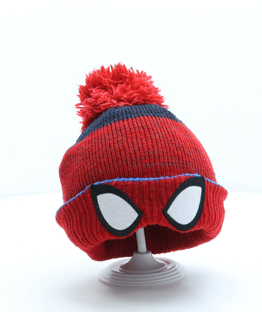 George Boys Red Acrylic Bobble Hat One Size - Spiderman