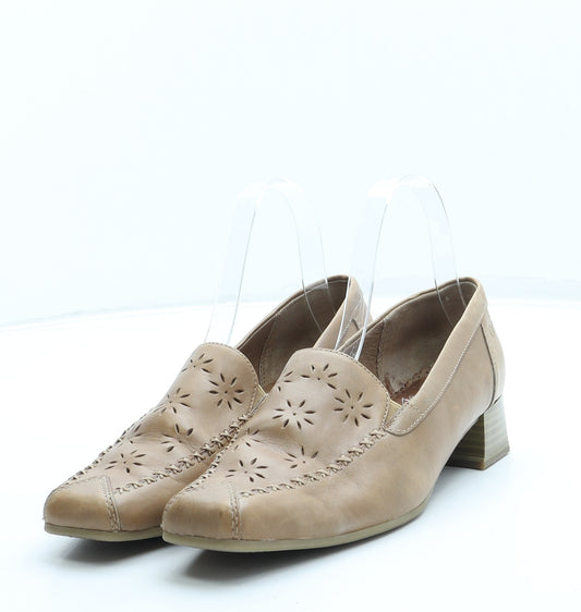 Caprice Womens Beige Geometric Leather Loafer Flat UK 4.5 37.5