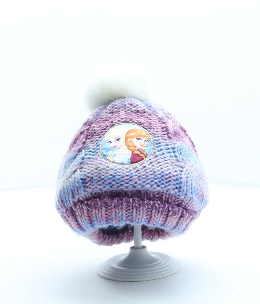 George Girls Purple Acrylic Bobble Hat One Size - Frozen