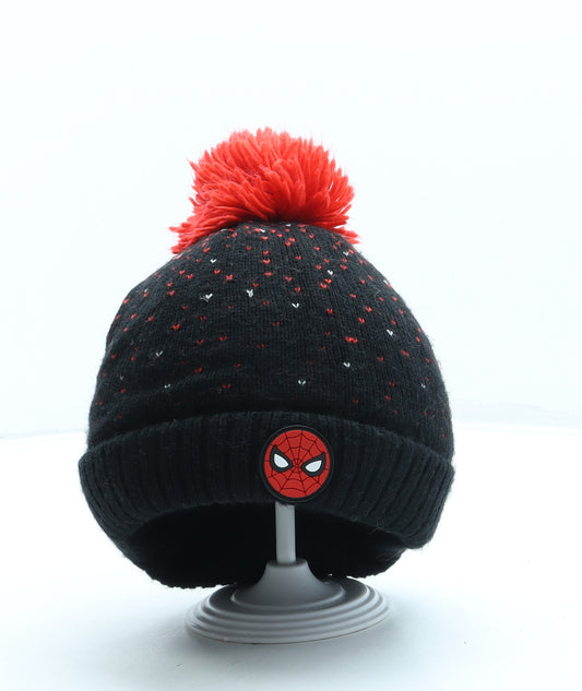 George Boys Black Acrylic Bobble Hat One Size - Spiderman