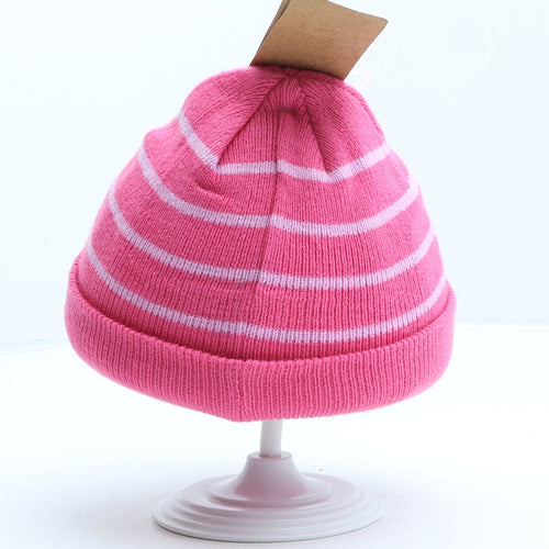 Converse Girls Pink Striped Acrylic Beanie One Size