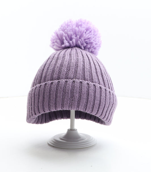 Preworn Girls Purple Acrylic Bobble Hat One Size