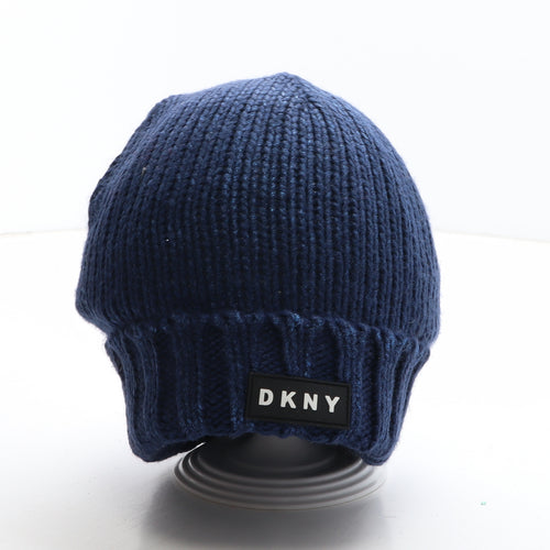 DKNY Girls Blue Acrylic Beanie One Size
