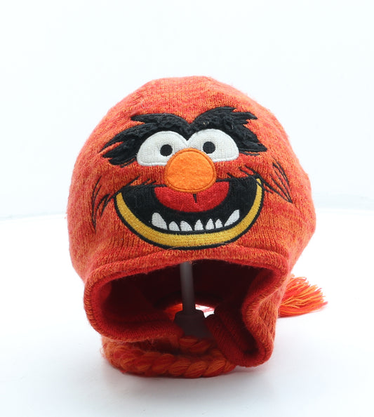 George Boys Red Acrylic Bonnet One Size - Animal The Muppets