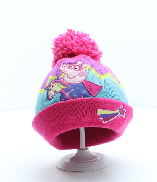 George Girls Pink Acrylic Bobble Hat One Size - Peppa Pig