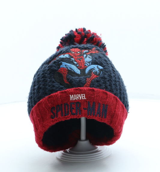 Marvel Boys Blue Acrylic Bobble Hat One Size - Spiderman