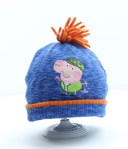 George Boys Blue Acrylic Bobble Hat One Size - Peppa Pig