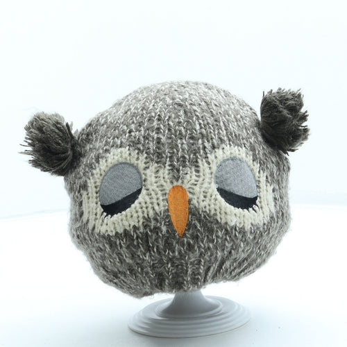 George Girls Brown Acrylic Bobble Hat One Size - Owl