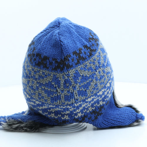 NEXT Boys Blue Fair Isle Acrylic Trapper Hat One Size