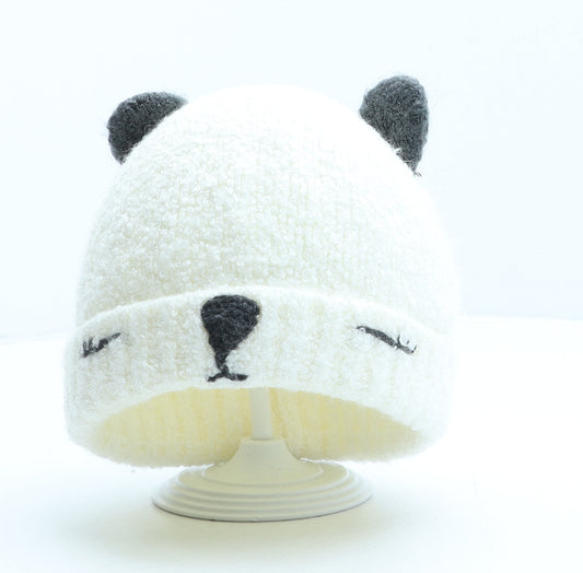 NEXT Girls Ivory Acrylic Beanie One Size - Bear