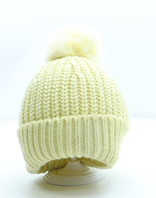 Marks and Spencer Girls Yellow Acrylic Bobble Hat One Size - Pom Pom