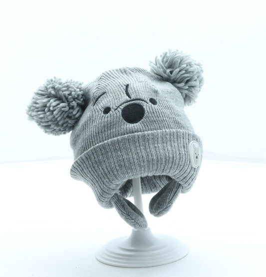 Disney Boys Grey Acrylic Bobble Hat One Size - Winnie the Pooh
