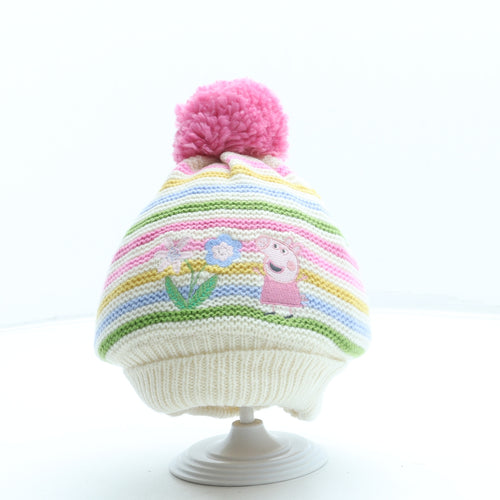 Marks and Spencer Girls Multicoloured Striped Acrylic Bobble Hat One Size - Peppa Pig