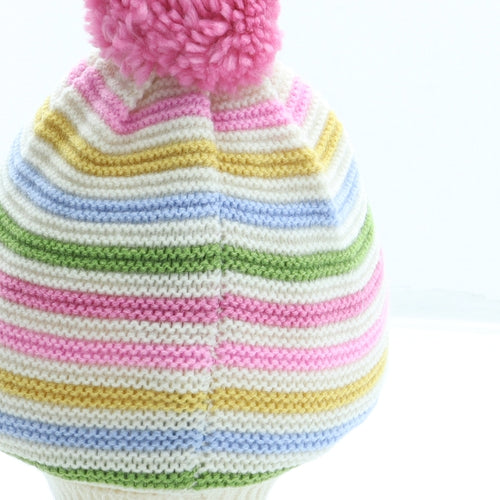 Marks and Spencer Girls Multicoloured Striped Acrylic Bobble Hat One Size - Peppa Pig