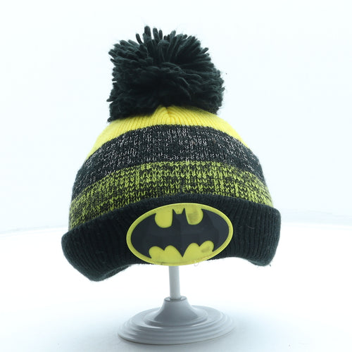 F&F Boys Black Acrylic Bobble Hat One Size - Batman