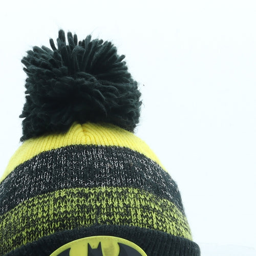 F&F Boys Black Acrylic Bobble Hat One Size - Batman