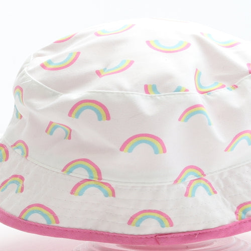 Peppa Pig Girls White Polyester Bucket Hat Size S - Rainbow Detail