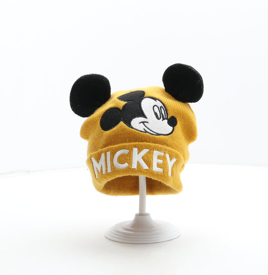 F&F Boys Yellow Acrylic Beanie Size S - Mickey Mouse