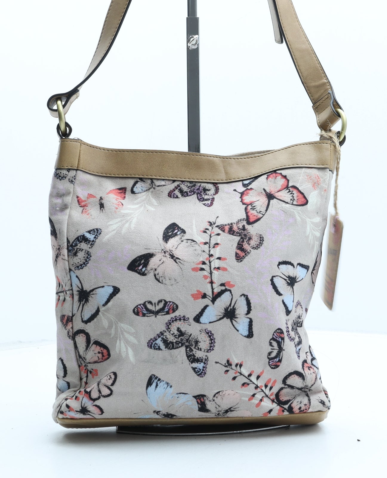 MANTARAY PRODUCTS Womens Beige Geometric Cotton Crossbody Size Medium Butterfly