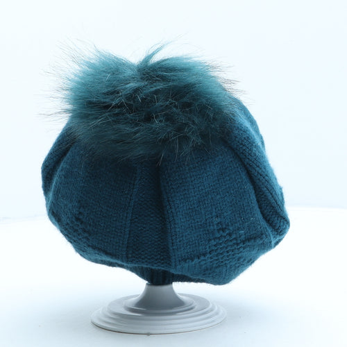 Vertbaudet Girls Blue Viscose Bobble Hat One Size - Star