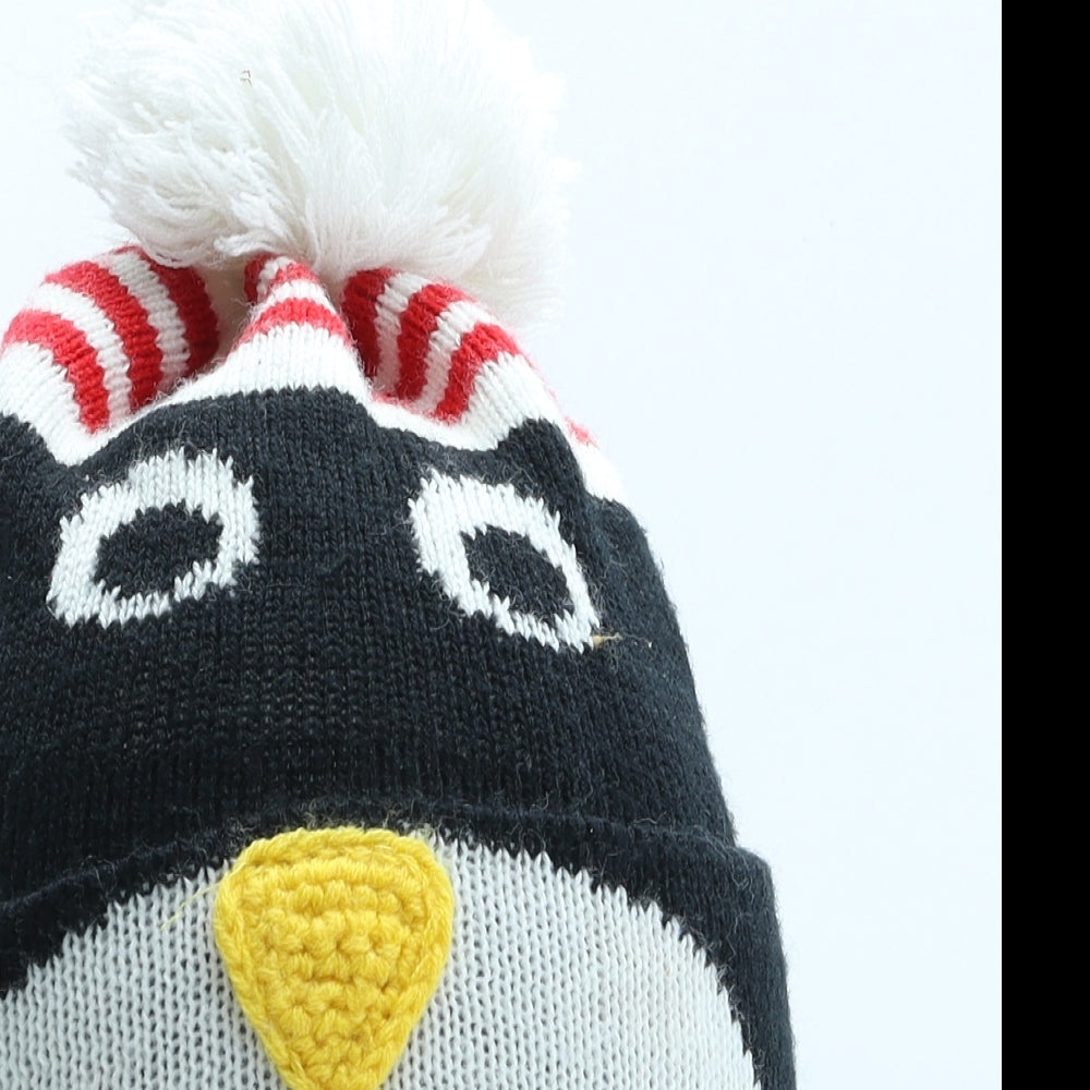Jingle Bells Boys Black Acrylic Bobble Hat One Size - Penguin