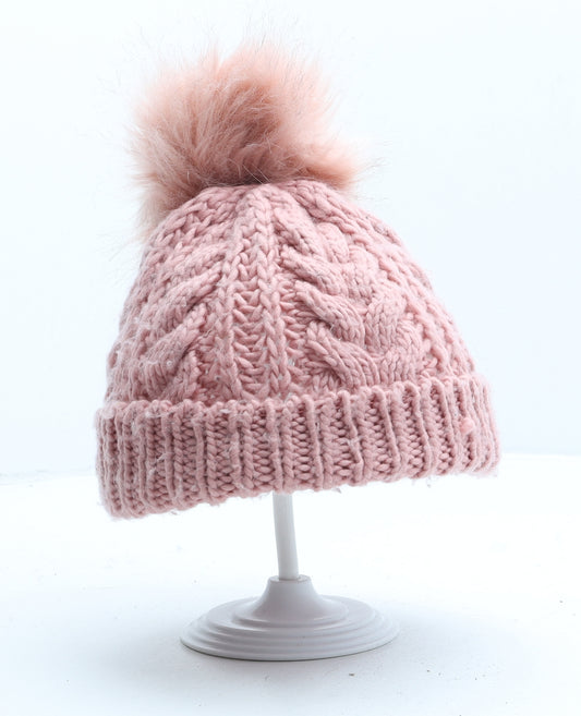 NEXT Girls Pink Acrylic Bobble Hat One Size