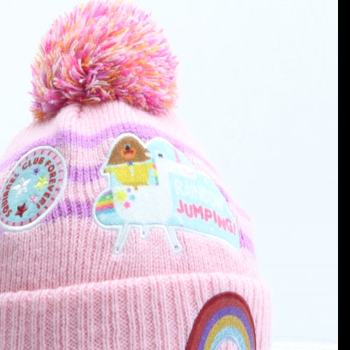 TU Girls Pink Acrylic Bobble Hat One Size - Hey Duggee