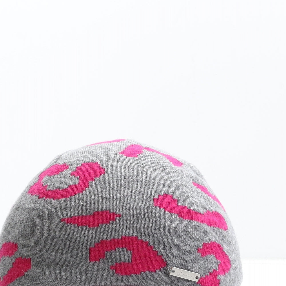 Joules Girls Grey Geometric Acrylic Beanie One Size