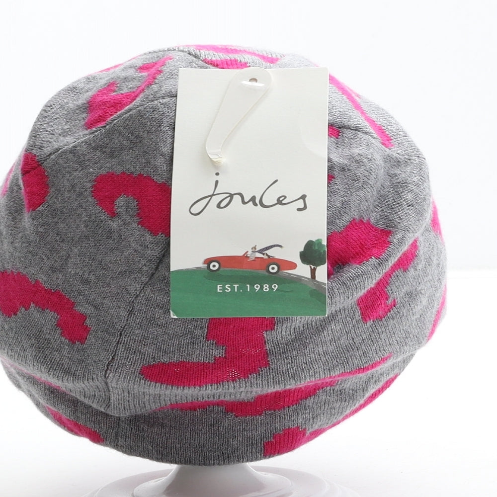 Joules Girls Grey Geometric Acrylic Beanie One Size