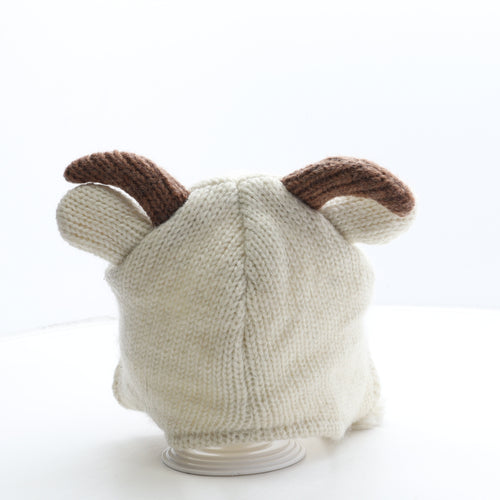 The Collection Royal Girls White Wool Bonnet One Size - Goat Detail