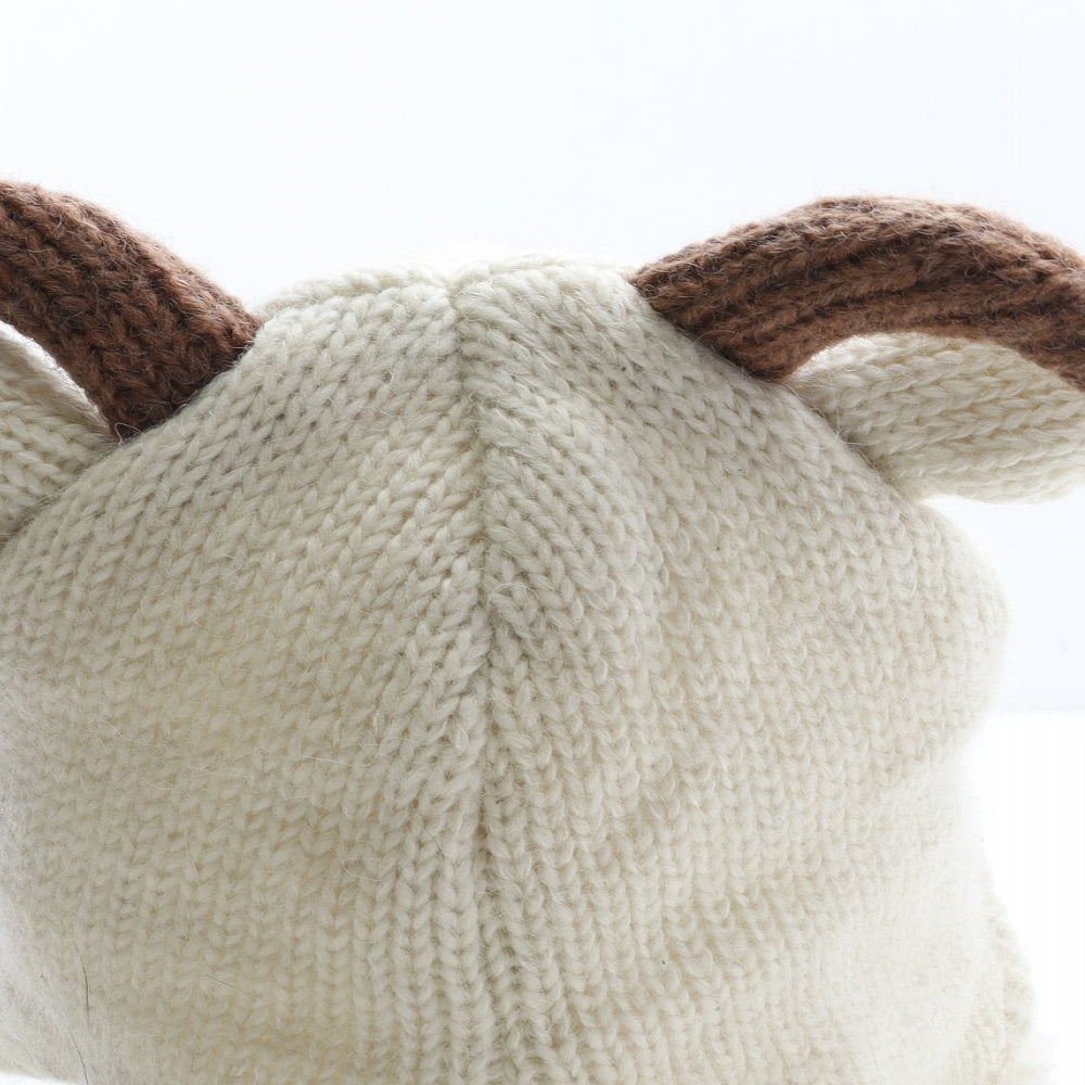 The Collection Royal Girls White Wool Bonnet One Size - Goat Detail
