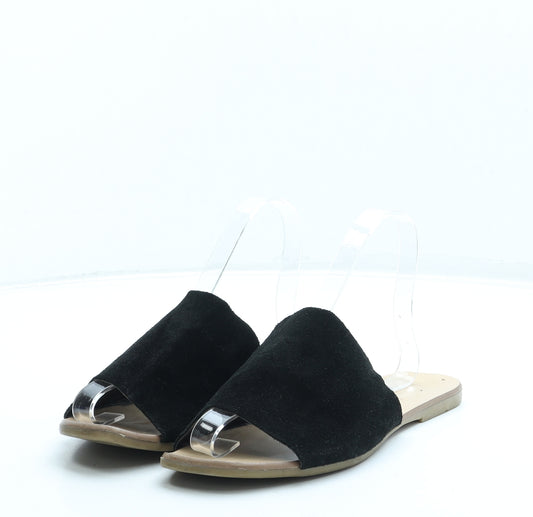 George Womens Black Leather Slip On Sandal UK 4 37