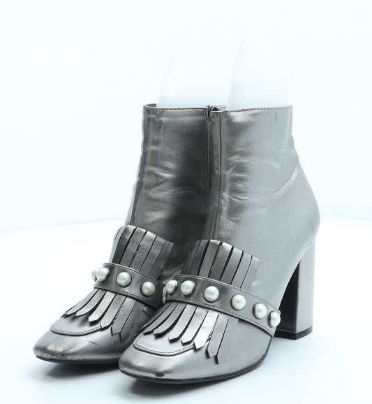 Primark Womens Silver Faux Leather Bootie Boot UK 3 36 US 5