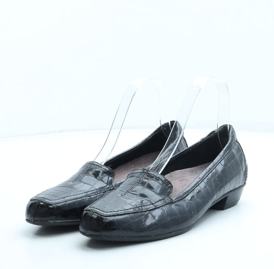 Clarks Womens Black Animal Print Leather Loafer Flat UK 4