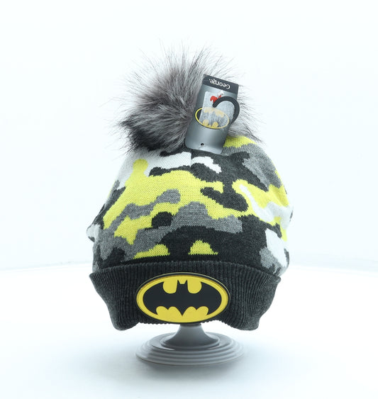 George Boys Grey Geometric Acrylic Bobble Hat One Size - Batman