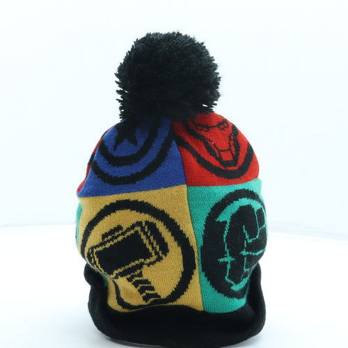 NEXT Boys Black Geometric Acrylic Bobble Hat One Size - Marvel