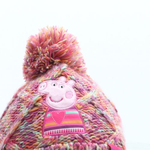 TU Girls Pink Acrylic Bobble Hat One Size - Peppa Pig