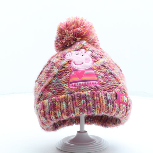 TU Girls Pink Acrylic Bobble Hat One Size - Peppa Pig