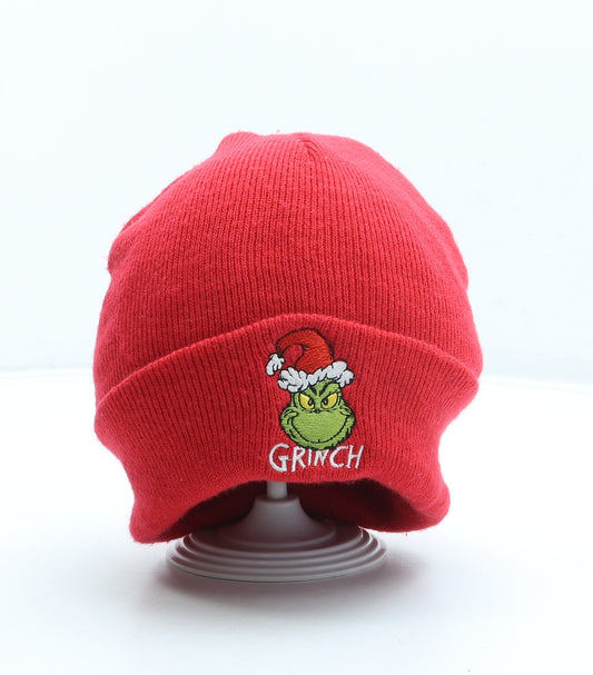 Primark Boys Red Acrylic Beanie One Size - The Grinch