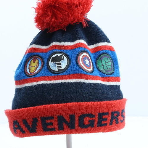 George Boys Multicoloured Striped Acrylic Bobble Hat One Size - Avengers