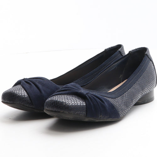 Good For the Sole Womens Blue Animal Print Polyester Ballet Casual UK 4 37 - Snake skin pattern